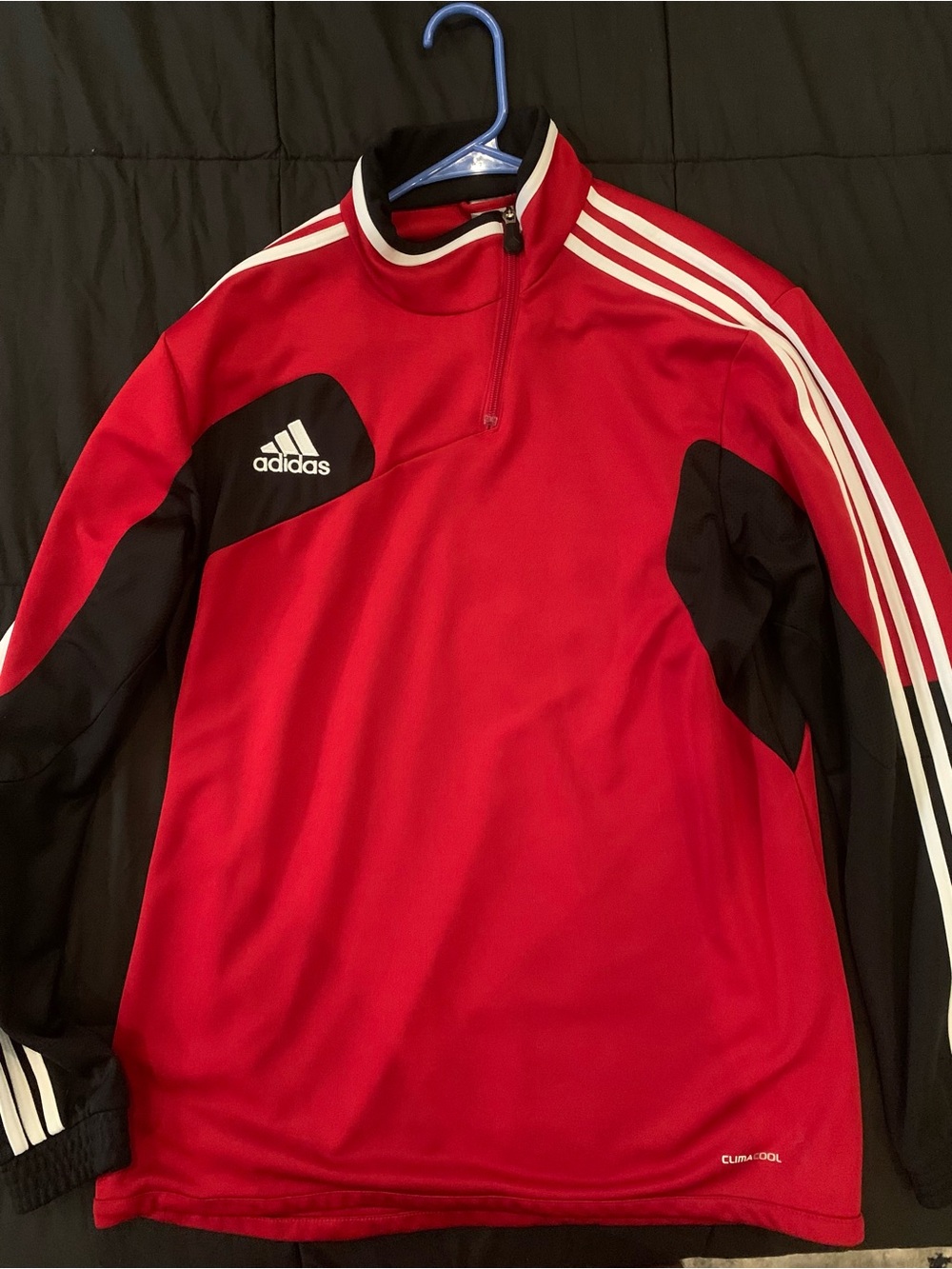 adidas Red and Black Quarter-Zip Training Top